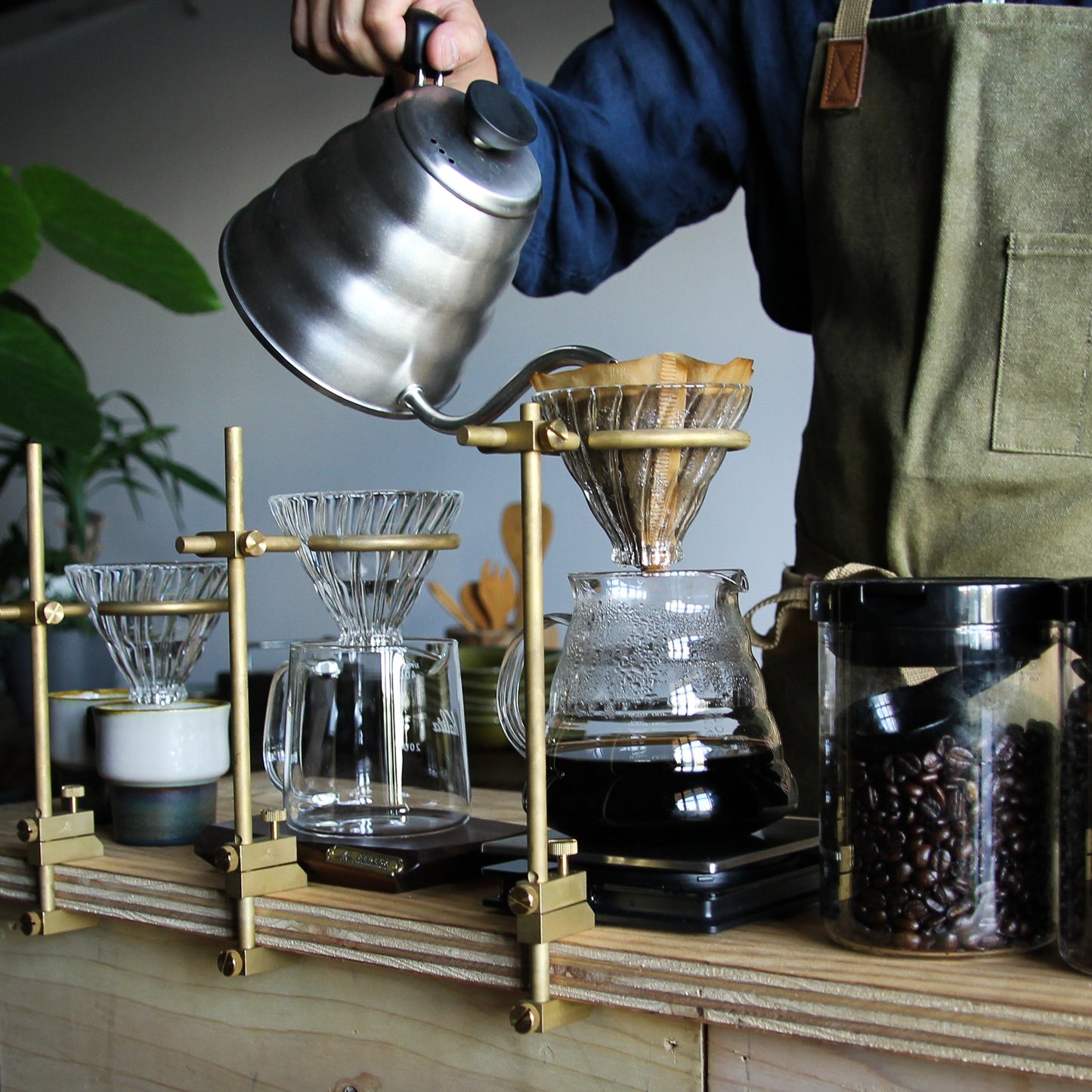 Fedeca Outdoor Bar Clamp Dripper Stand Pedestal Set Hand-drip coffee stand wooden board set