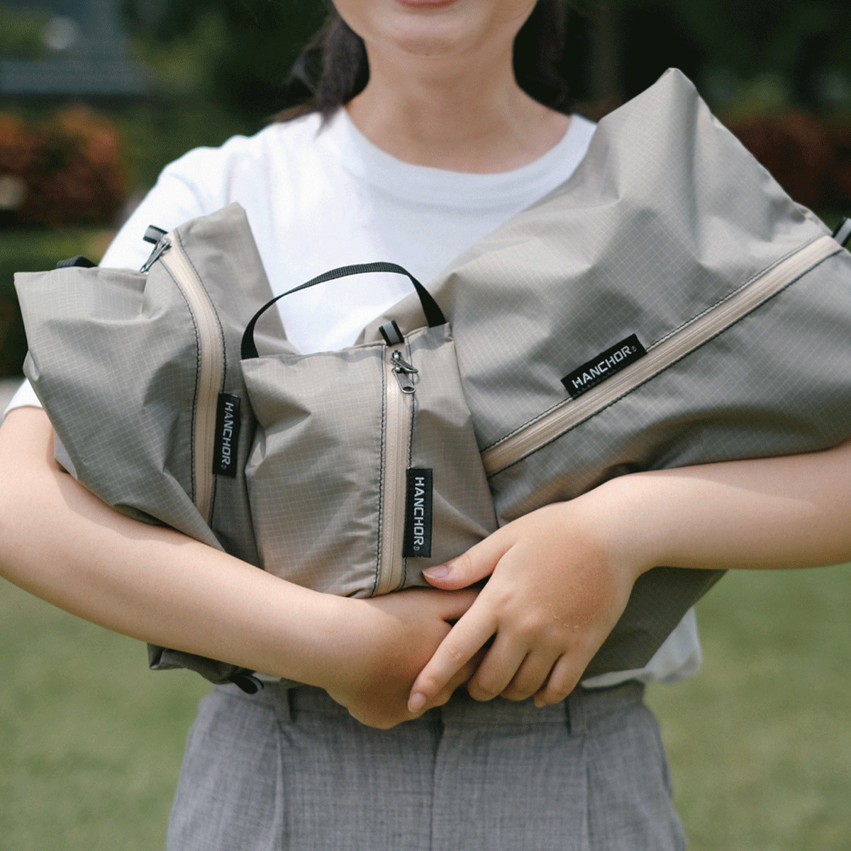 Hanchor Stuff sack lightweight oblique zipper storage bag S / M / L / Full set