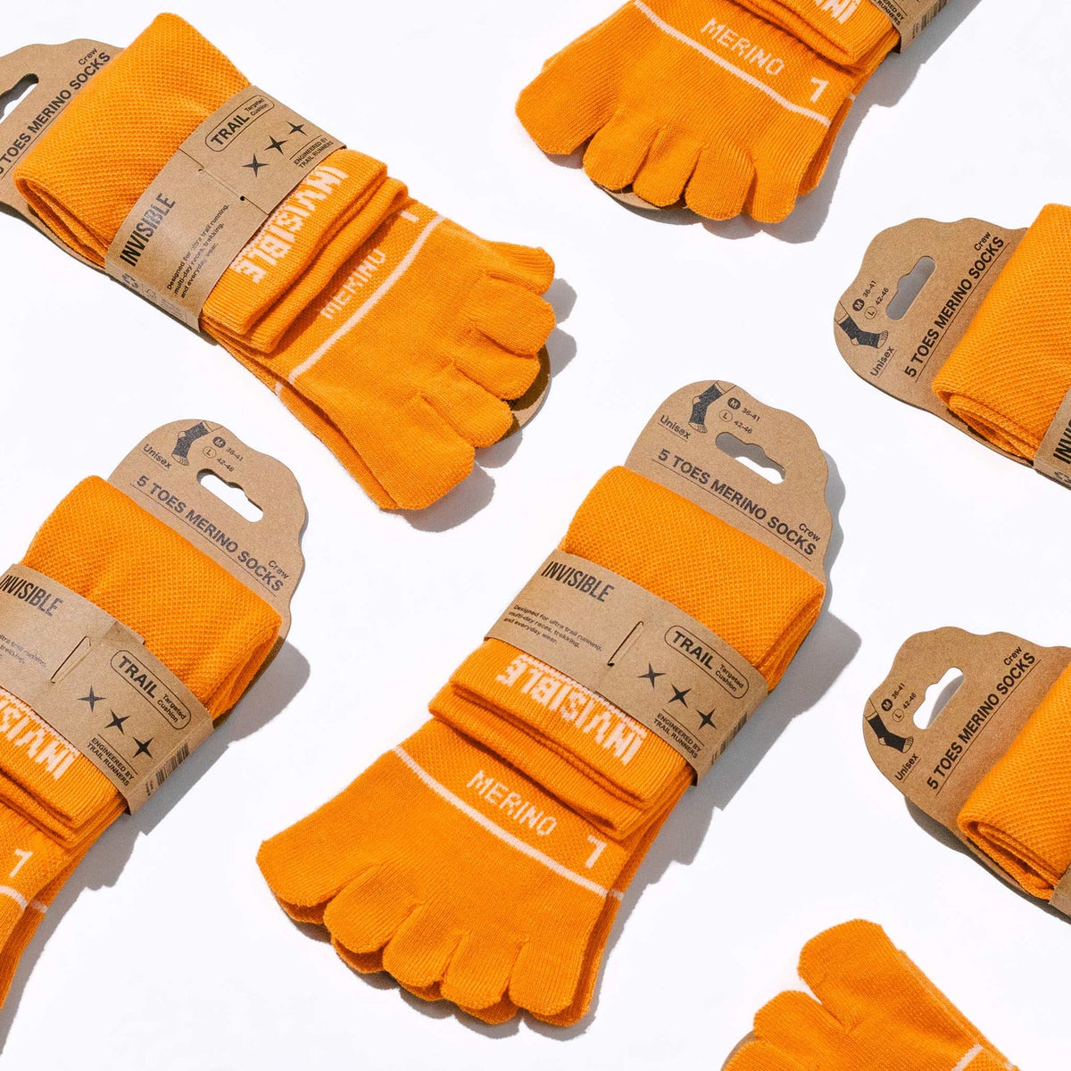 Invisible Merino 5 Toe Targeted Cushion Crew Trail Socks 美麗諾羊毛越野跑針對性緩衝高筒五趾襪