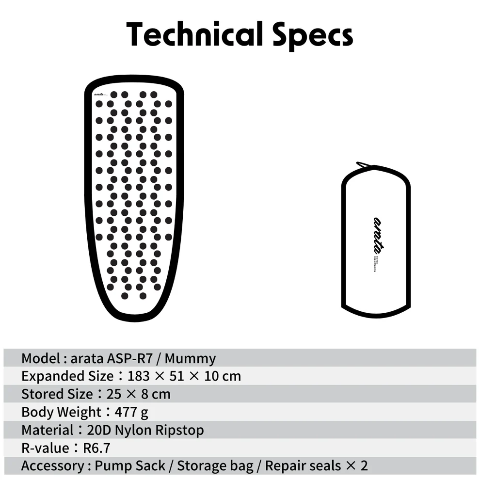 Arata ASP-R7 輕量睡墊 [Regular/ Mummy]