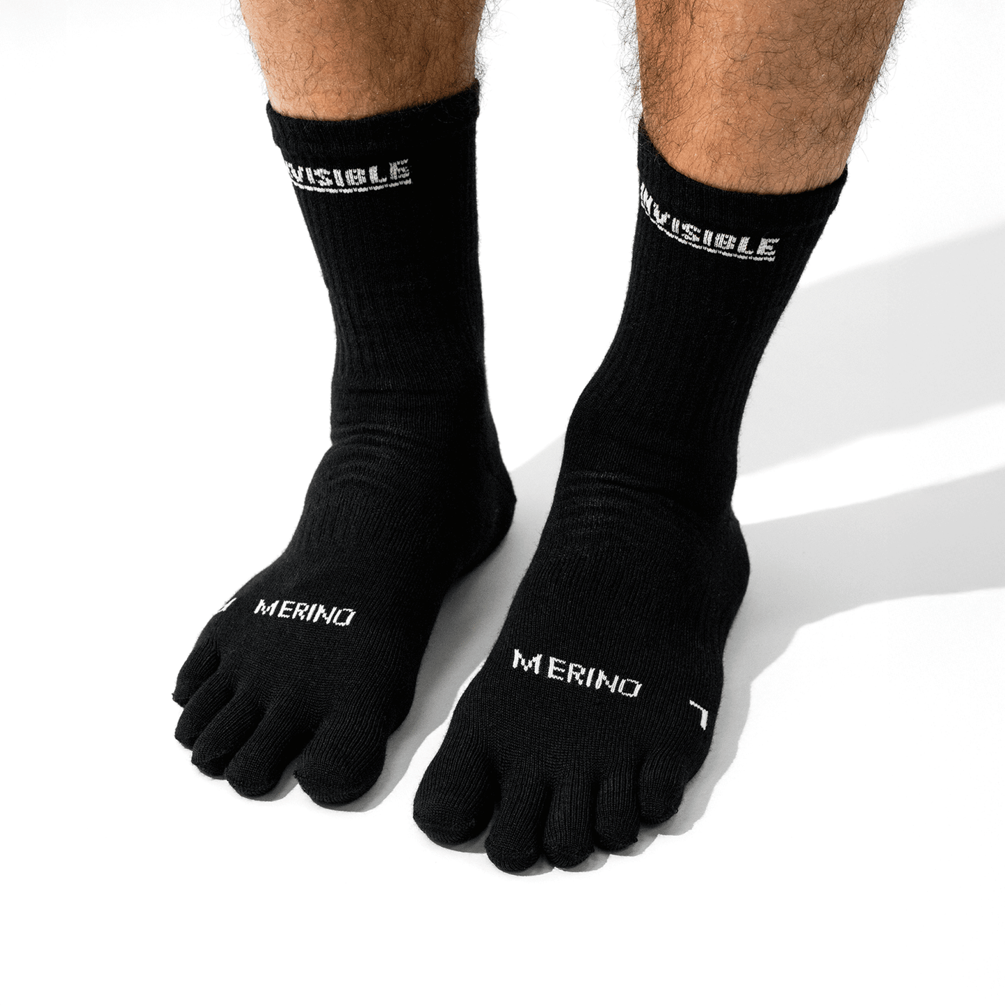 Invisible Company 美麗諾羊毛越野跑輕量中筒五趾襪 [黑色]